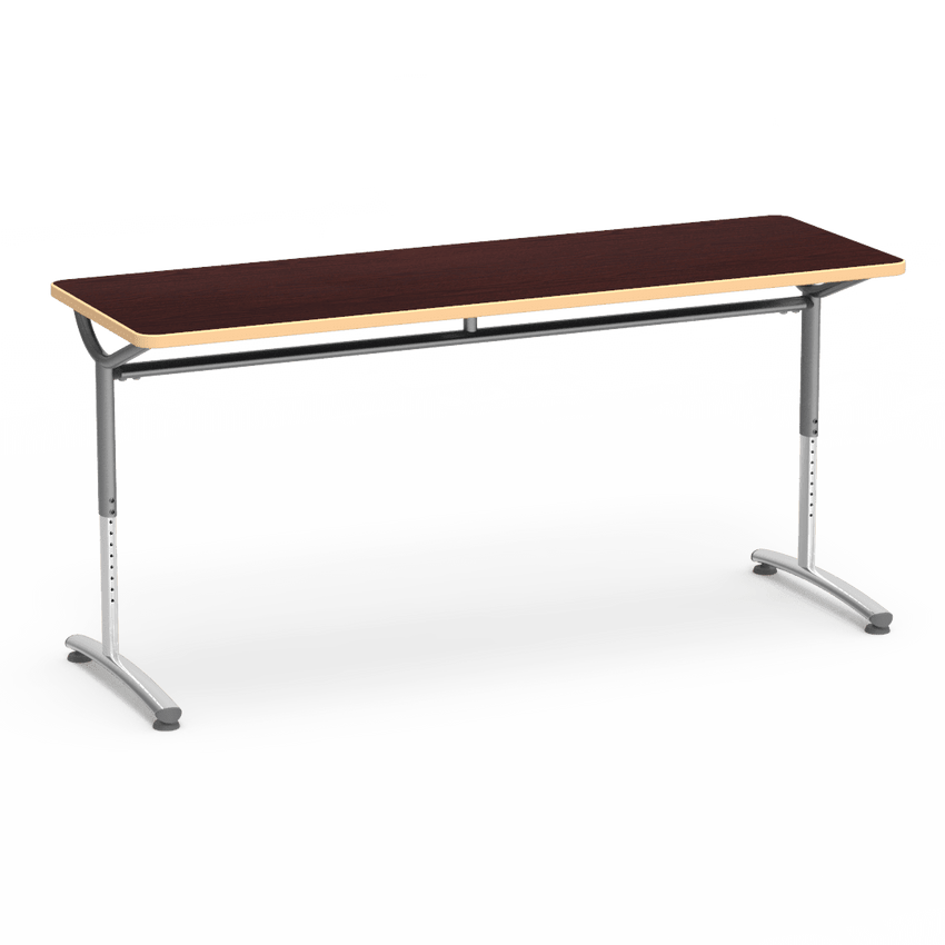 Virco TEXT Series Adjustable Height Training Table featuring Vertical Range and High - Performance Laminate Worksurface with Heavy - Gauge Steel Frame 72"W x 24"D x 26 - 34"H (TABLE - TE24728YADJ) - SchoolOutlet