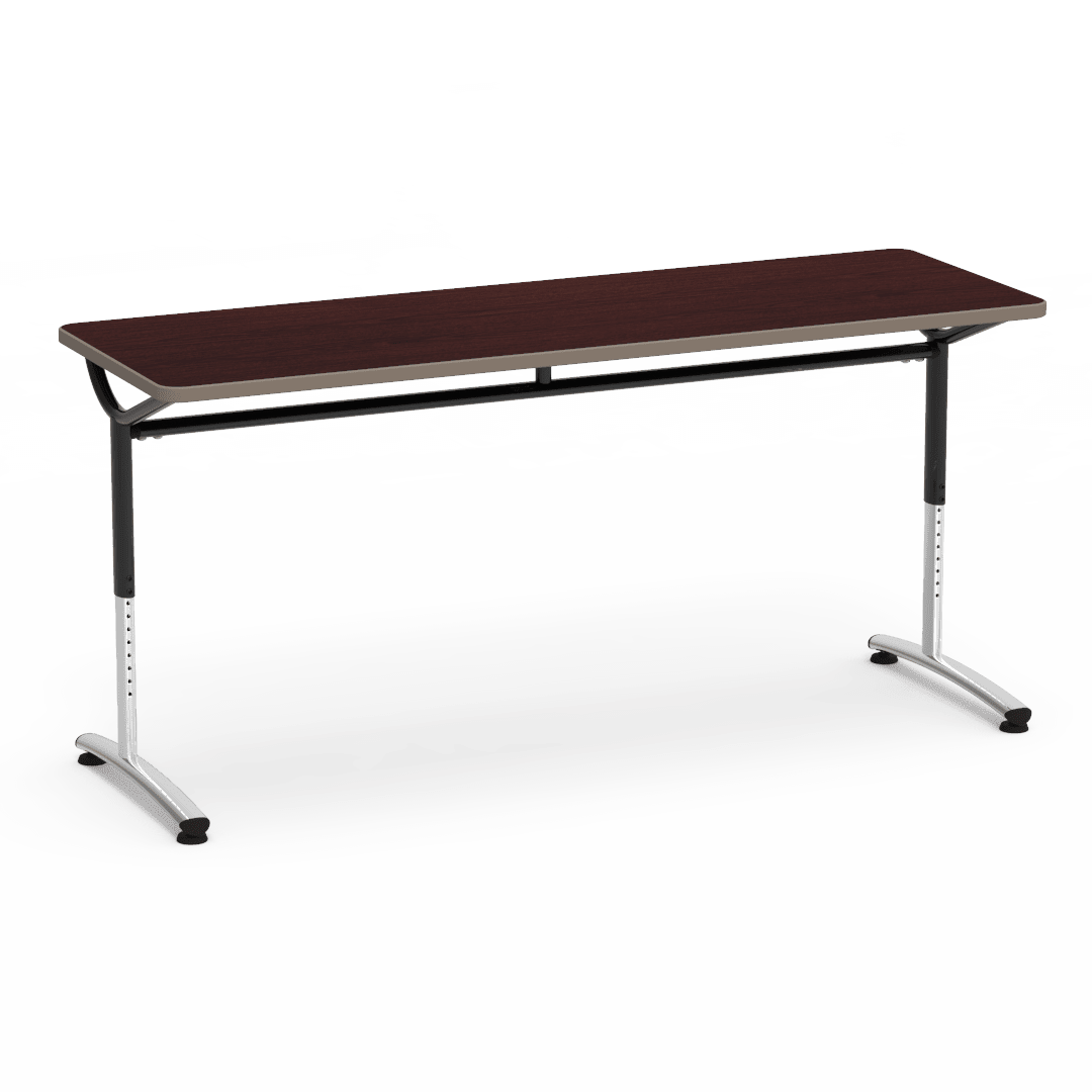 Virco TEXT Series Adjustable Height Training Table featuring Vertical Range and High - Performance Laminate Worksurface with Heavy - Gauge Steel Frame 72"W x 24"D x 26 - 34"H (TABLE - TE24728YADJ) - SchoolOutlet