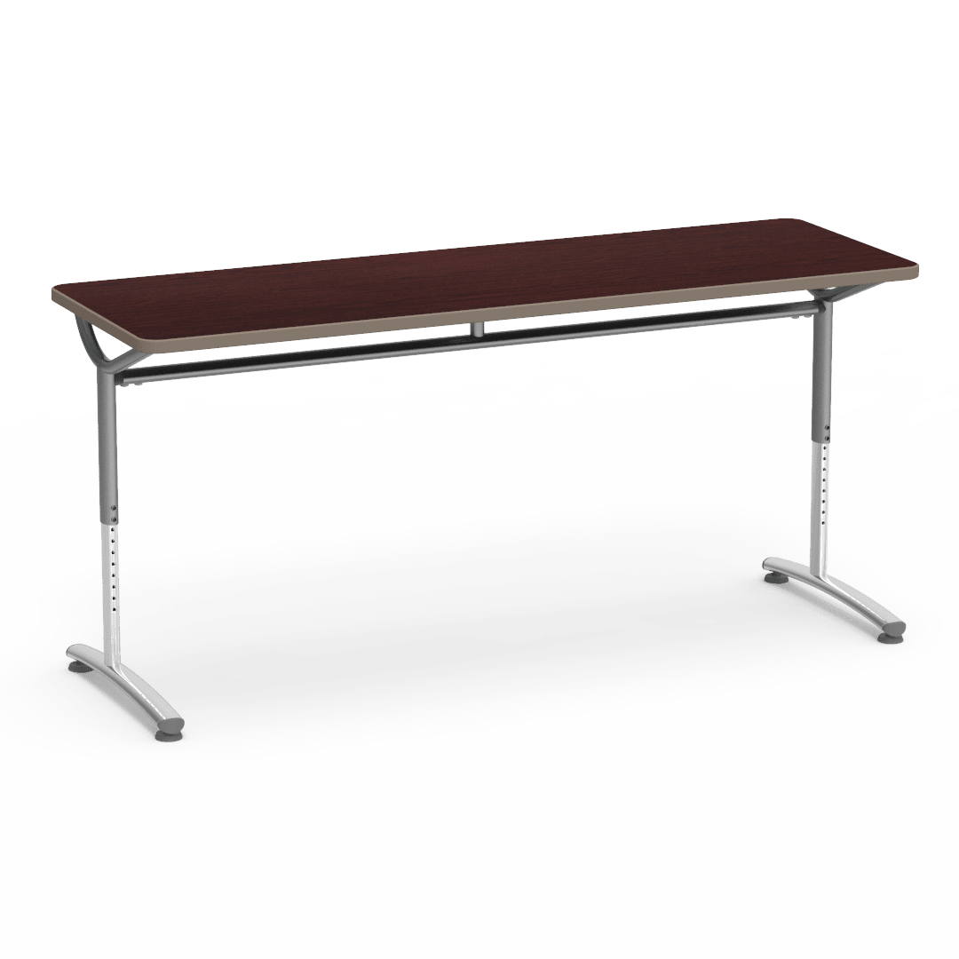 Virco TEXT Series Adjustable Height Training Table featuring Vertical Range and High - Performance Laminate Worksurface with Heavy - Gauge Steel Frame 72"W x 24"D x 26 - 34"H (TABLE - TE24728YADJ) - SchoolOutlet