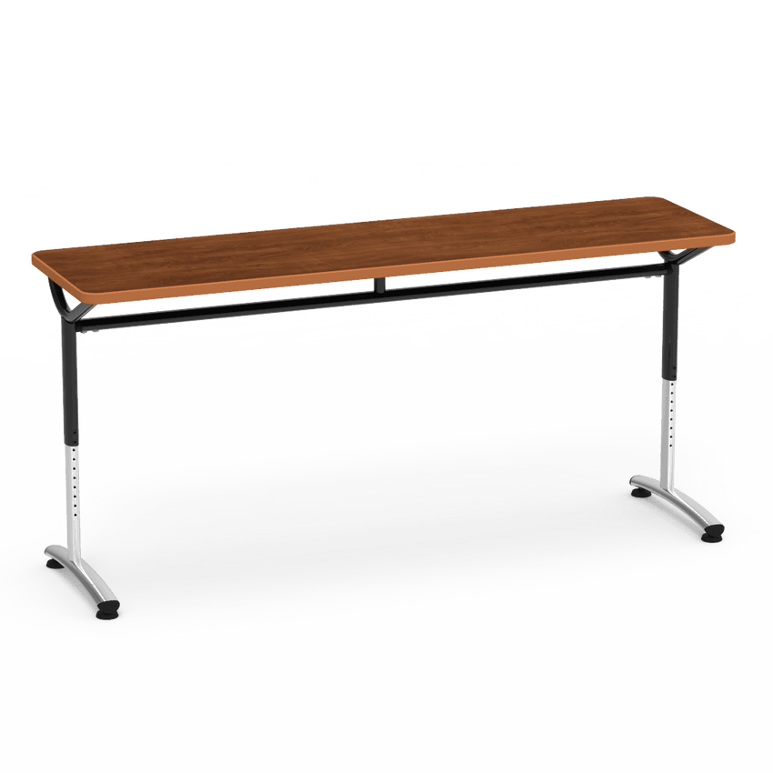 Virco TEXT Series Adjustable Height Training Table featuring Vertical Range and High - Performance Laminate Worksurface with Heavy - Gauge Steel Frame 72"W x 24"D x 26 - 34"H (TABLE - TE24728YADJ) - SchoolOutlet