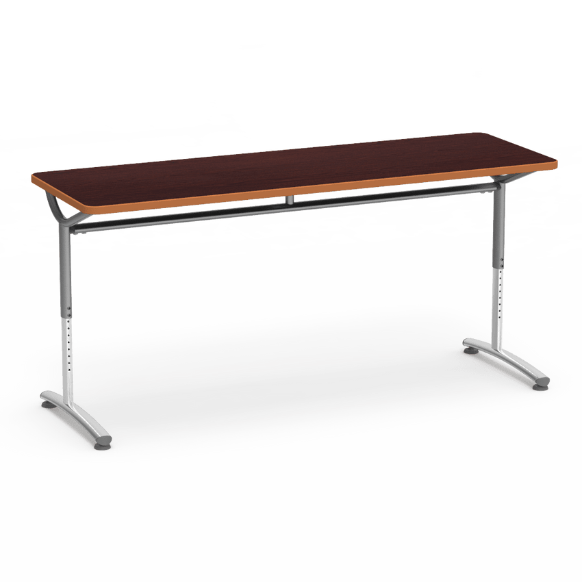 Virco TEXT Series Adjustable Height Training Table featuring Vertical Range and High - Performance Laminate Worksurface with Heavy - Gauge Steel Frame 72"W x 24"D x 26 - 34"H (TABLE - TE24728YADJ) - SchoolOutlet