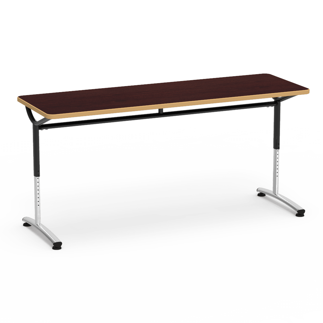 Virco TEXT Series Adjustable Height Training Table featuring Vertical Range and High - Performance Laminate Worksurface with Heavy - Gauge Steel Frame 72"W x 24"D x 26 - 34"H (TABLE - TE24728YADJ) - SchoolOutlet