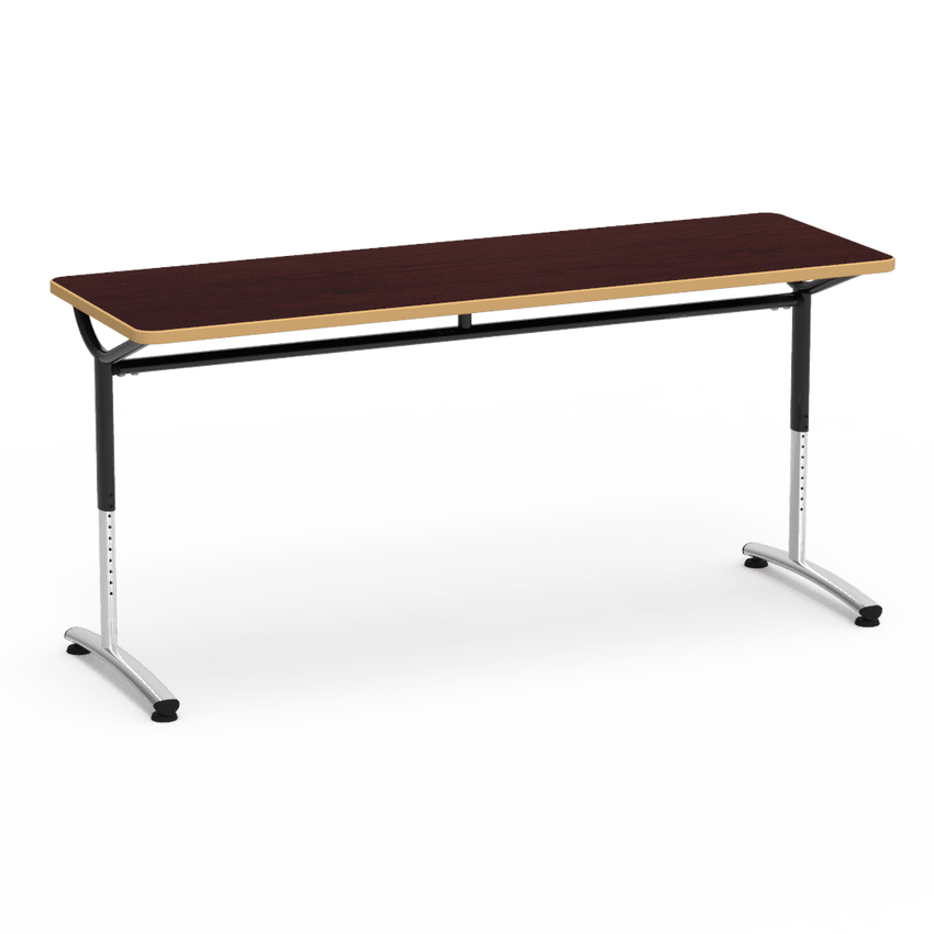 Virco TEXT Series Adjustable Height Training Table featuring Vertical Range and High - Performance Laminate Worksurface with Heavy - Gauge Steel Frame 72"W x 24"D x 26 - 34"H (TABLE - TE24728YADJ) - SchoolOutlet