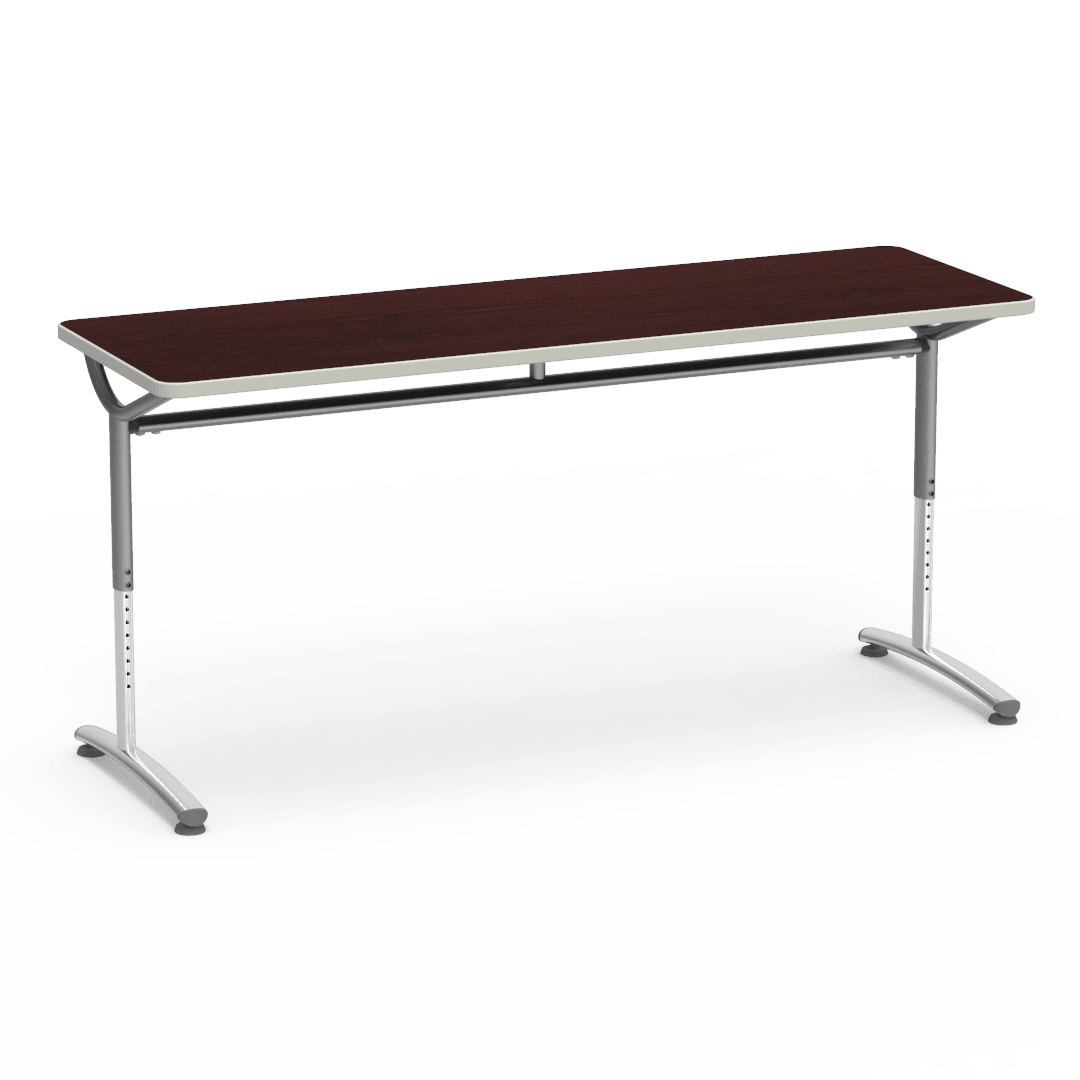 Virco TEXT Series Adjustable Height Training Table featuring Vertical Range and High - Performance Laminate Worksurface with Heavy - Gauge Steel Frame 72"W x 24"D x 26 - 34"H (TABLE - TE24728YADJ) - SchoolOutlet