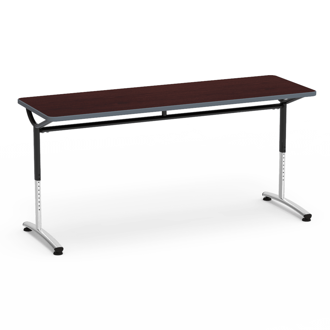 Virco TEXT Series Adjustable Height Training Table featuring Vertical Range and High - Performance Laminate Worksurface with Heavy - Gauge Steel Frame 72"W x 24"D x 26 - 34"H (TABLE - TE24728YADJ) - SchoolOutlet