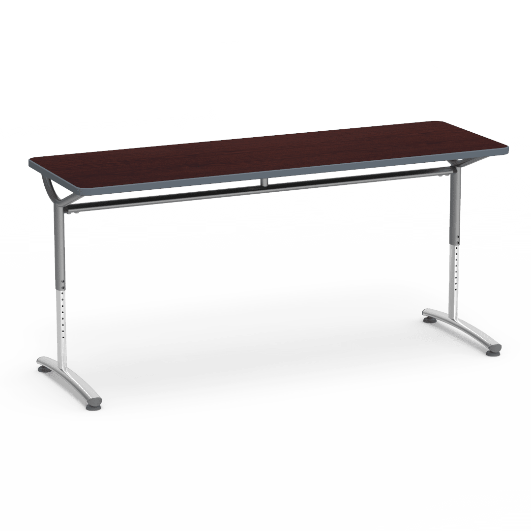 Virco TEXT Series Adjustable Height Training Table featuring Vertical Range and High - Performance Laminate Worksurface with Heavy - Gauge Steel Frame 72"W x 24"D x 26 - 34"H (TABLE - TE24728YADJ) - SchoolOutlet