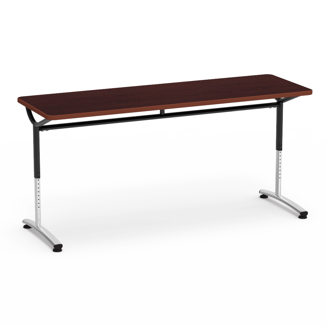 Virco TEXT Series Adjustable Height Training Table featuring Vertical Range and High - Performance Laminate Worksurface with Heavy - Gauge Steel Frame 72"W x 24"D x 26 - 34"H (TABLE - TE24728YADJ) - SchoolOutlet