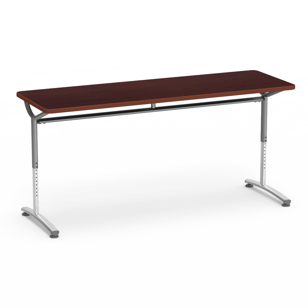 Virco TEXT Series Adjustable Height Training Table featuring Vertical Range and High - Performance Laminate Worksurface with Heavy - Gauge Steel Frame 72"W x 24"D x 26 - 34"H (TABLE - TE24728YADJ) - SchoolOutlet