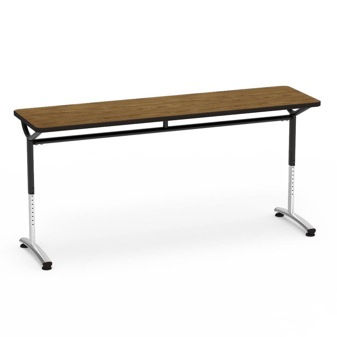 Virco TEXT Series Adjustable Height Training Table featuring Vertical Range and High - Performance Laminate Worksurface with Heavy - Gauge Steel Frame 72"W x 24"D x 26 - 34"H (TABLE - TE24728YADJ) - SchoolOutlet