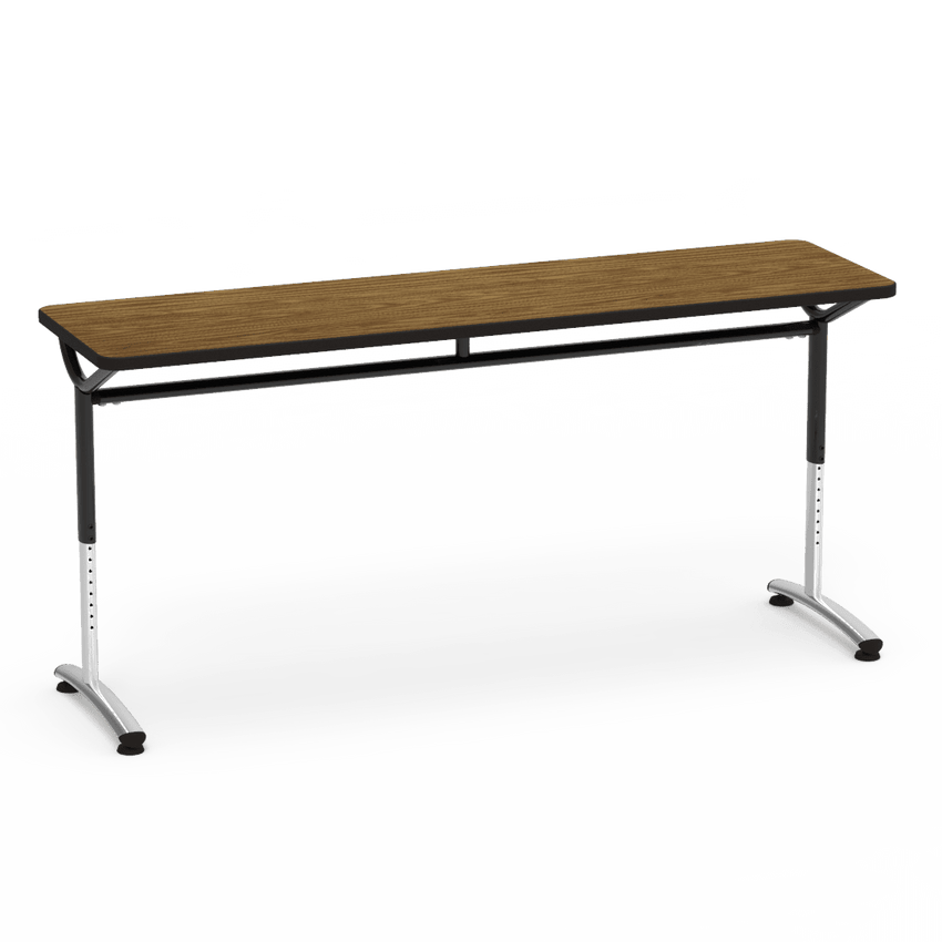Virco TEXT Series Adjustable Height Training Table featuring Vertical Range and High - Performance Laminate Worksurface with Heavy - Gauge Steel Frame 72"W x 24"D x 26 - 34"H (TABLE - TE24728YADJ) - SchoolOutlet