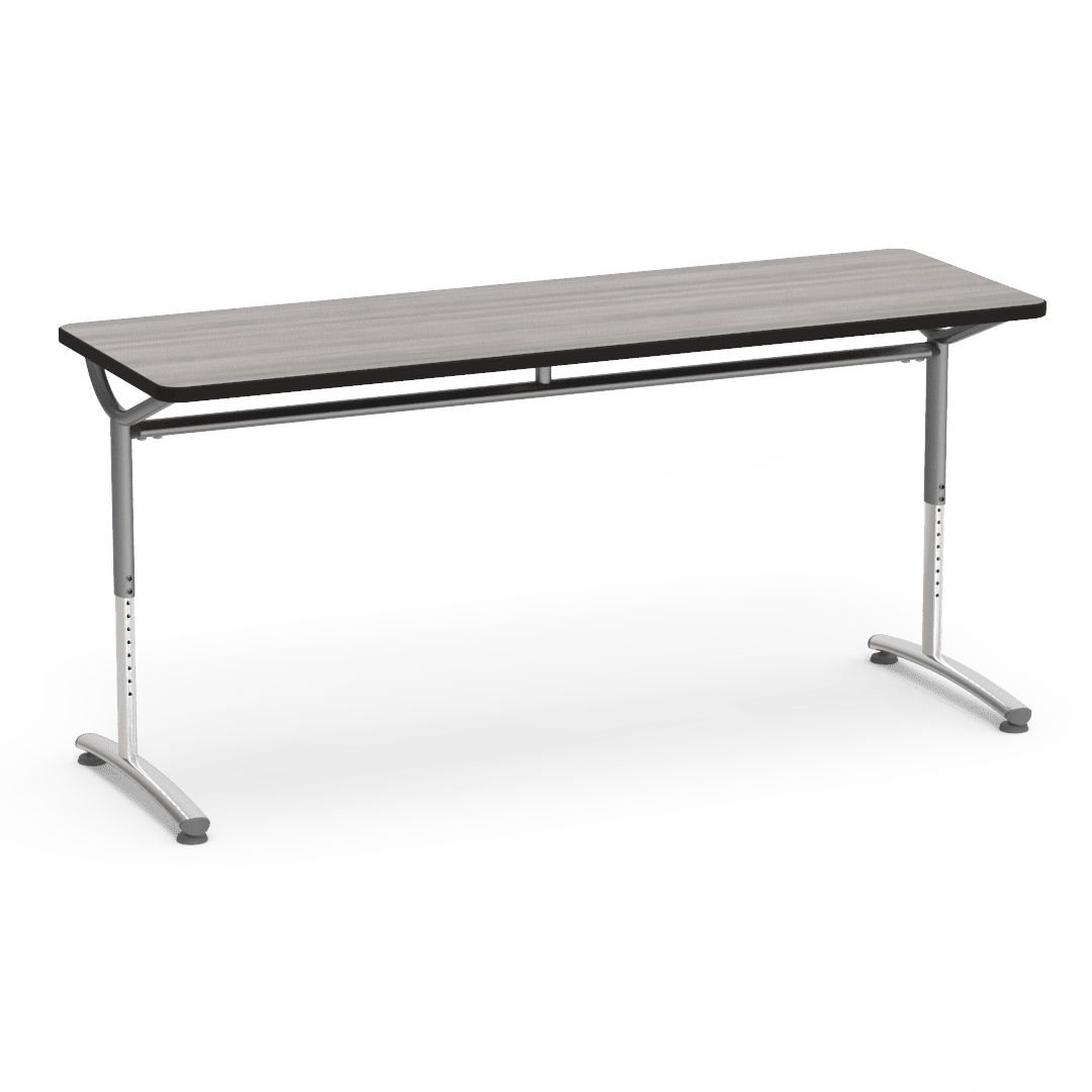 Virco TEXT Series Adjustable Height Training Table featuring Vertical Range and High - Performance Laminate Worksurface with Heavy - Gauge Steel Frame 72"W x 24"D x 26 - 34"H (TABLE - TE24728YADJ) - SchoolOutlet