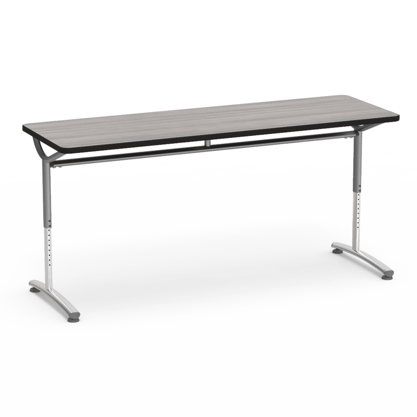 Virco TEXT Series Adjustable Height Training Table featuring Vertical Range and High - Performance Laminate Worksurface with Heavy - Gauge Steel Frame 72"W x 24"D x 26 - 34"H (TABLE - TE24728YADJ) - SchoolOutlet