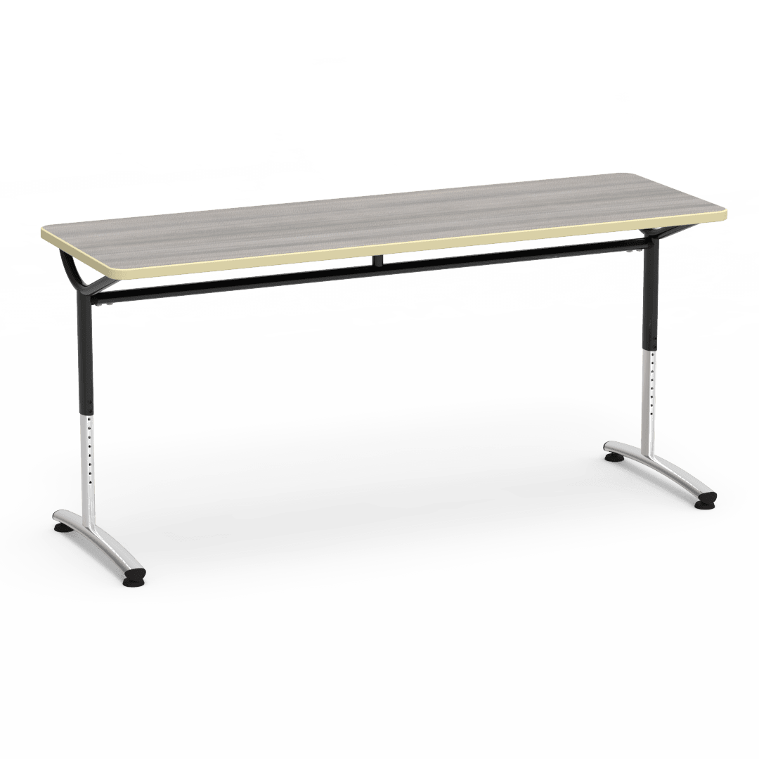Virco TEXT Series Adjustable Height Training Table featuring Vertical Range and High - Performance Laminate Worksurface with Heavy - Gauge Steel Frame 72"W x 24"D x 26 - 34"H (TABLE - TE24728YADJ) - SchoolOutlet