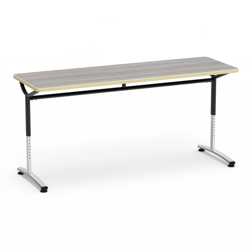 Virco TEXT Series Adjustable Height Training Table featuring Vertical Range and High - Performance Laminate Worksurface with Heavy - Gauge Steel Frame 72"W x 24"D x 26 - 34"H (TABLE - TE24728YADJ) - SchoolOutlet