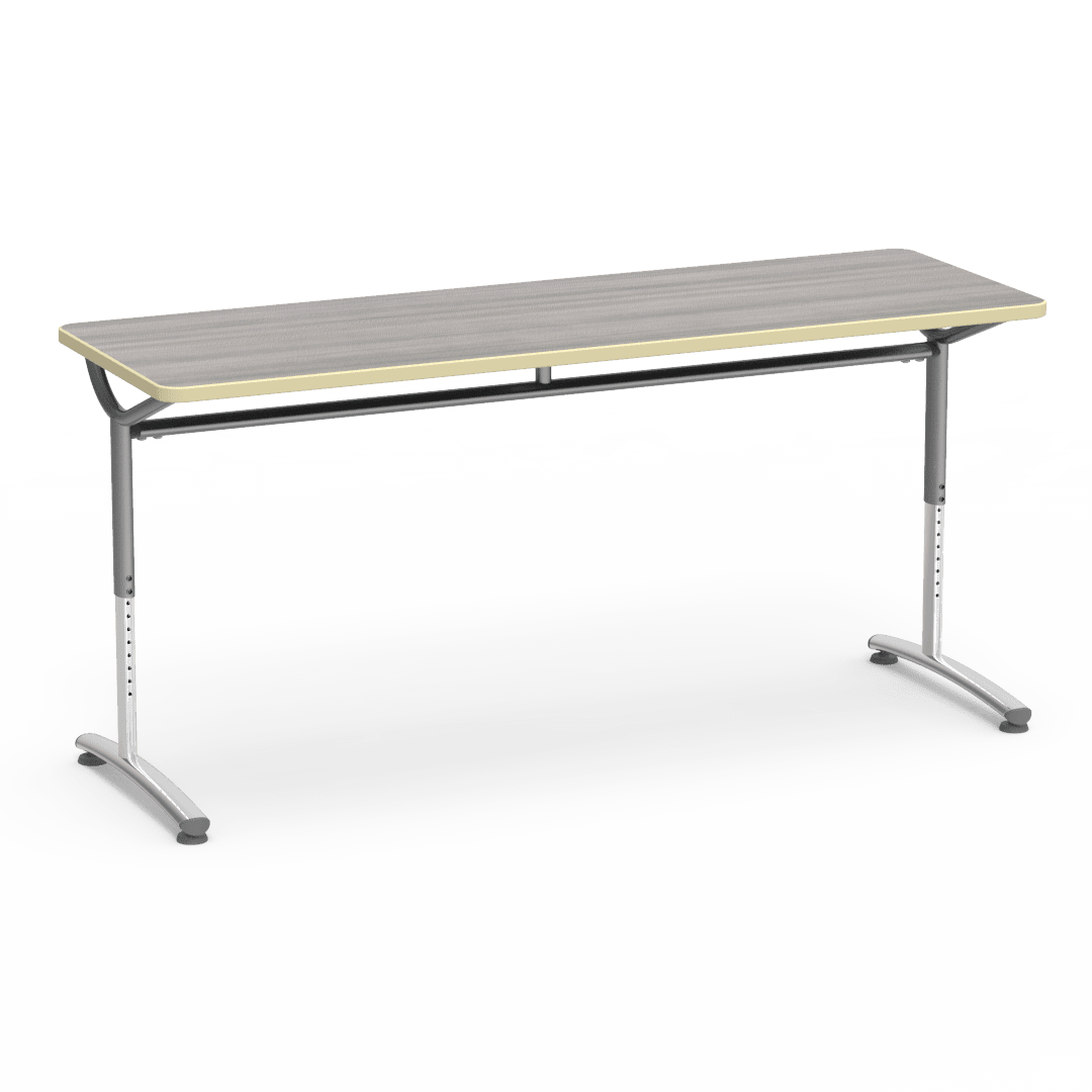 Virco TEXT Series Adjustable Height Training Table featuring Vertical Range and High - Performance Laminate Worksurface with Heavy - Gauge Steel Frame 72"W x 24"D x 26 - 34"H (TABLE - TE24728YADJ) - SchoolOutlet