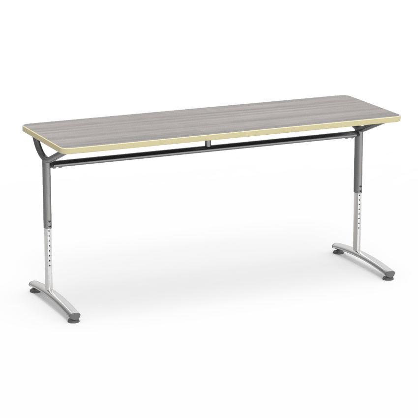 Virco TEXT Series Adjustable Height Training Table featuring Vertical Range and High - Performance Laminate Worksurface with Heavy - Gauge Steel Frame 72"W x 24"D x 26 - 34"H (TABLE - TE24728YADJ) - SchoolOutlet