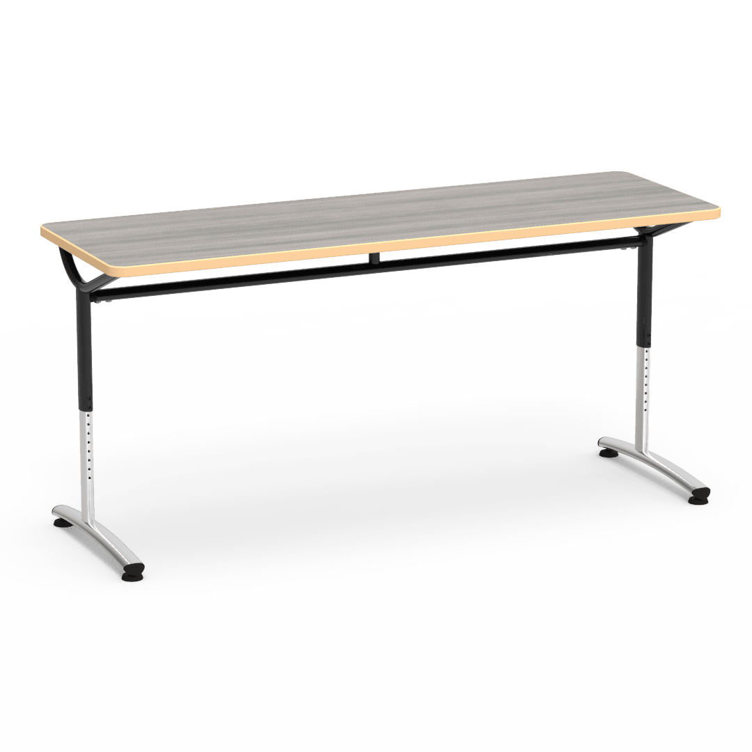 Virco TEXT Series Adjustable Height Training Table featuring Vertical Range and High - Performance Laminate Worksurface with Heavy - Gauge Steel Frame 72"W x 24"D x 26 - 34"H (TABLE - TE24728YADJ) - SchoolOutlet