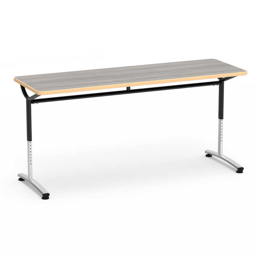 Virco TEXT Series Adjustable Height Training Table featuring Vertical Range and High - Performance Laminate Worksurface with Heavy - Gauge Steel Frame 72"W x 24"D x 26 - 34"H (TABLE - TE24728YADJ) - SchoolOutlet