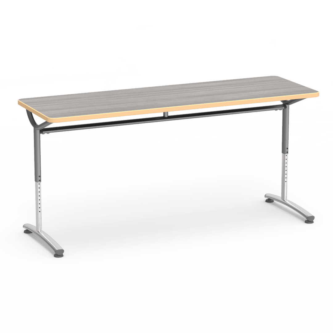 Virco TEXT Series Adjustable Height Training Table featuring Vertical Range and High - Performance Laminate Worksurface with Heavy - Gauge Steel Frame 72"W x 24"D x 26 - 34"H (TABLE - TE24728YADJ) - SchoolOutlet