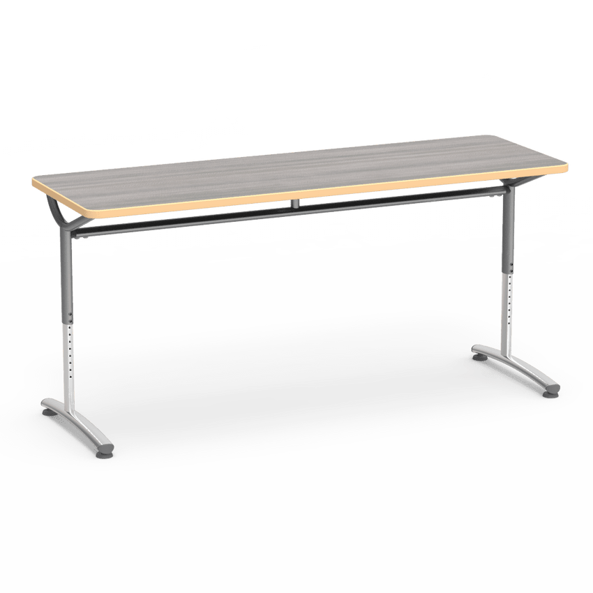 Virco TEXT Series Adjustable Height Training Table featuring Vertical Range and High - Performance Laminate Worksurface with Heavy - Gauge Steel Frame 72"W x 24"D x 26 - 34"H (TABLE - TE24728YADJ) - SchoolOutlet