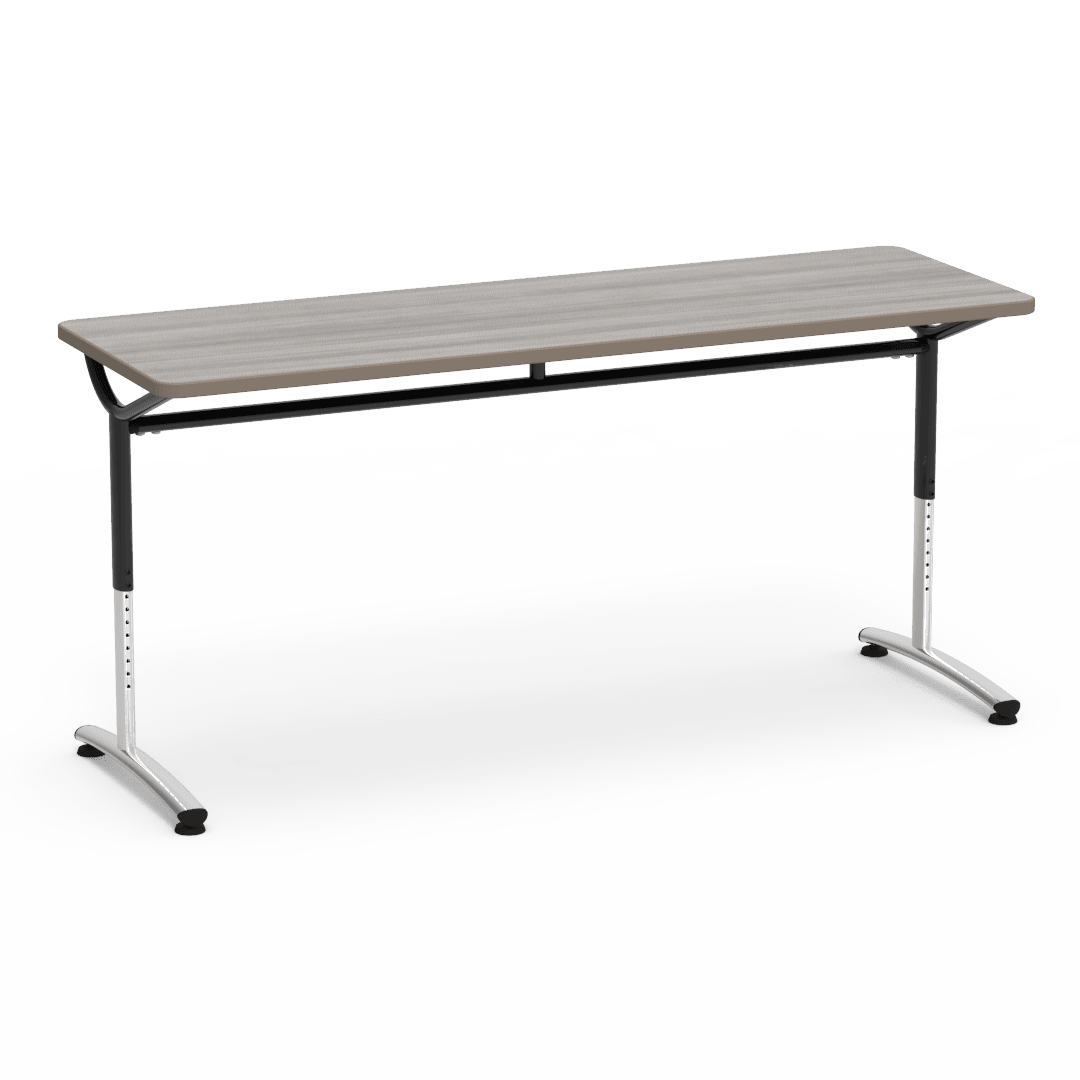 Virco TEXT Series Adjustable Height Training Table featuring Vertical Range and High - Performance Laminate Worksurface with Heavy - Gauge Steel Frame 72"W x 24"D x 26 - 34"H (TABLE - TE24728YADJ) - SchoolOutlet