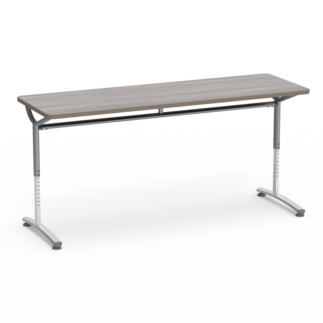Virco TEXT Series Adjustable Height Training Table featuring Vertical Range and High - Performance Laminate Worksurface with Heavy - Gauge Steel Frame 72"W x 24"D x 26 - 34"H (TABLE - TE24728YADJ) - SchoolOutlet