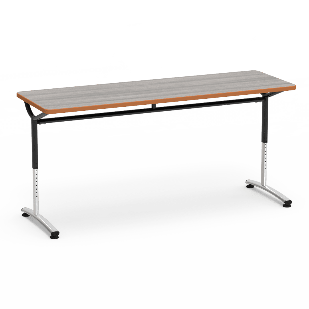 Virco TEXT Series Adjustable Height Training Table featuring Vertical Range and High - Performance Laminate Worksurface with Heavy - Gauge Steel Frame 72"W x 24"D x 26 - 34"H (TABLE - TE24728YADJ) - SchoolOutlet