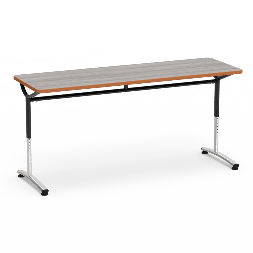 Virco TEXT Series Adjustable Height Training Table featuring Vertical Range and High - Performance Laminate Worksurface with Heavy - Gauge Steel Frame 72"W x 24"D x 26 - 34"H (TABLE - TE24728YADJ) - SchoolOutlet