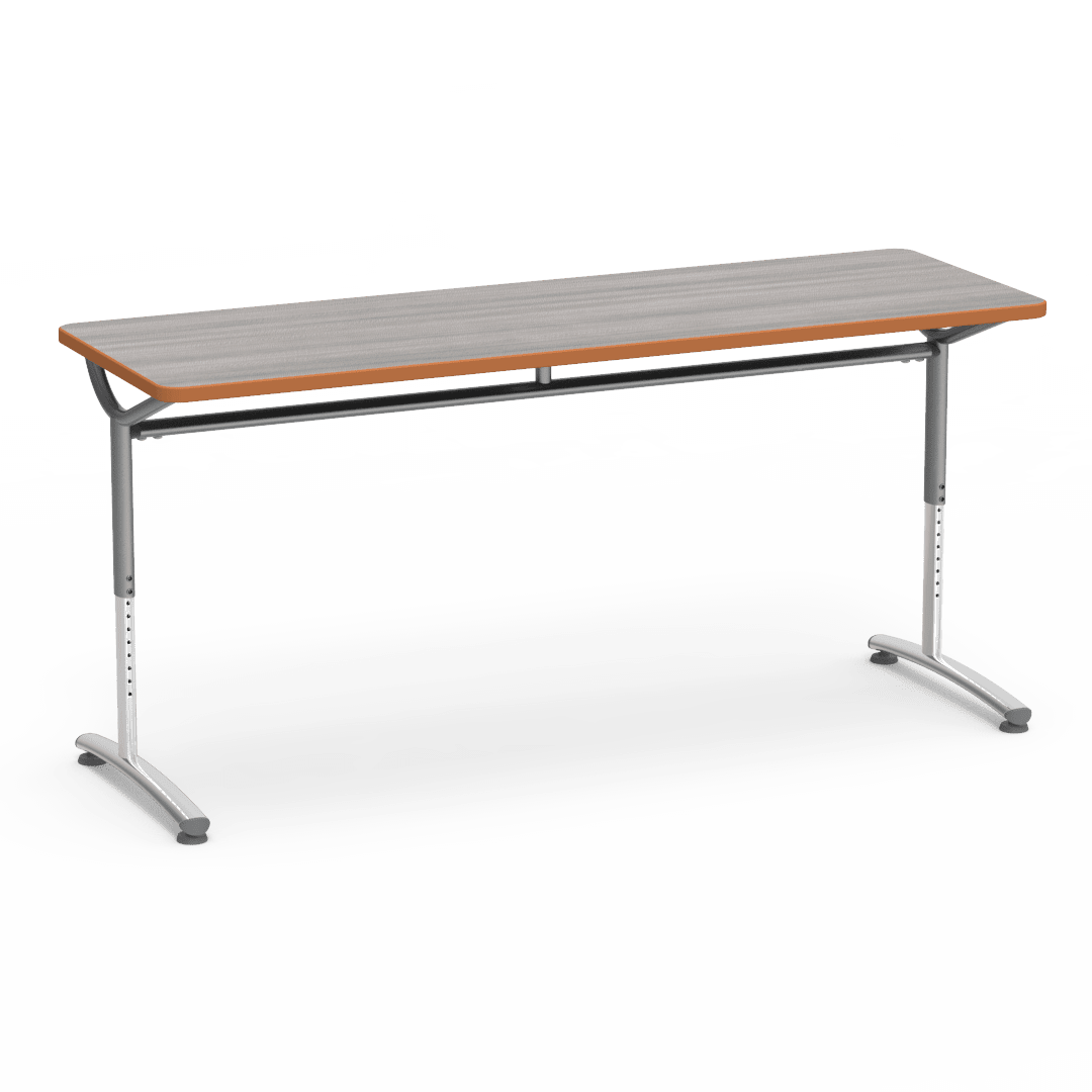 Virco TEXT Series Adjustable Height Training Table featuring Vertical Range and High - Performance Laminate Worksurface with Heavy - Gauge Steel Frame 72"W x 24"D x 26 - 34"H (TABLE - TE24728YADJ) - SchoolOutlet