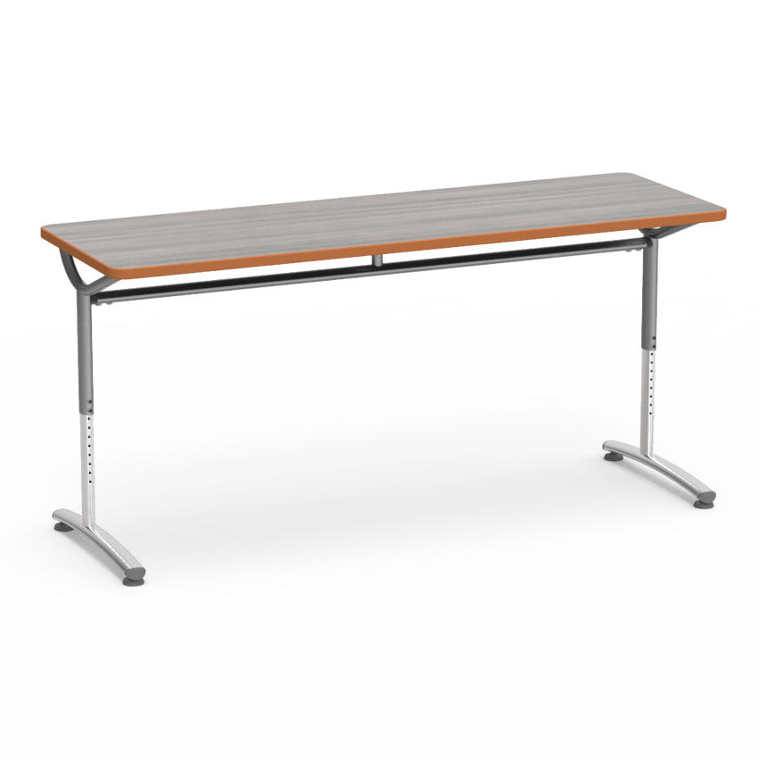 Virco TEXT Series Adjustable Height Training Table featuring Vertical Range and High - Performance Laminate Worksurface with Heavy - Gauge Steel Frame 72"W x 24"D x 26 - 34"H (TABLE - TE24728YADJ) - SchoolOutlet