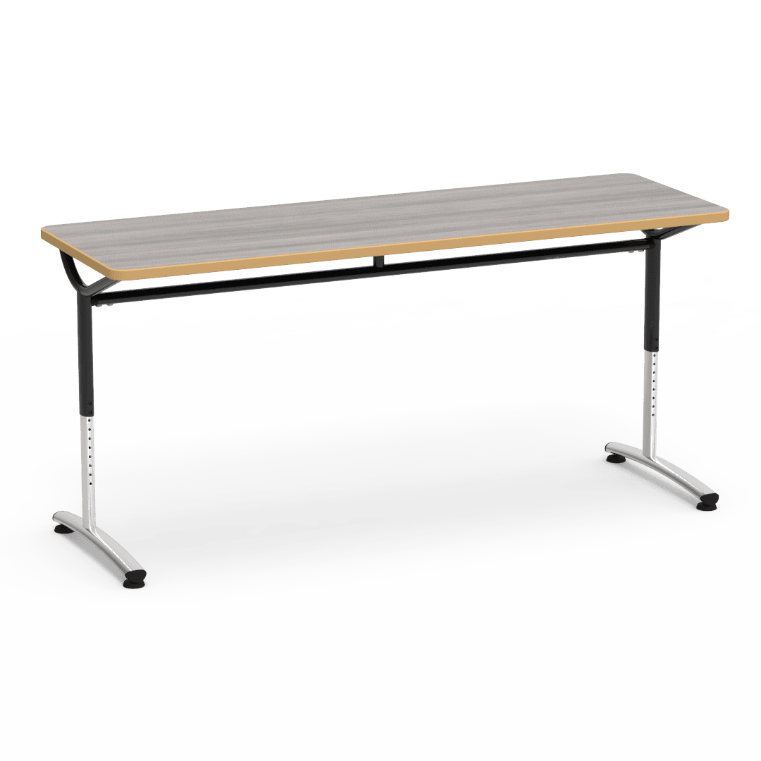 Virco TEXT Series Adjustable Height Training Table featuring Vertical Range and High - Performance Laminate Worksurface with Heavy - Gauge Steel Frame 72"W x 24"D x 26 - 34"H (TABLE - TE24728YADJ) - SchoolOutlet