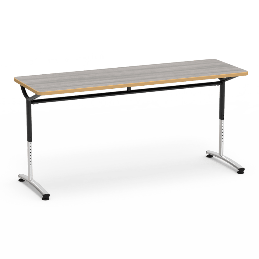Virco TEXT Series Adjustable Height Training Table featuring Vertical Range and High - Performance Laminate Worksurface with Heavy - Gauge Steel Frame 72"W x 24"D x 26 - 34"H (TABLE - TE24728YADJ) - SchoolOutlet