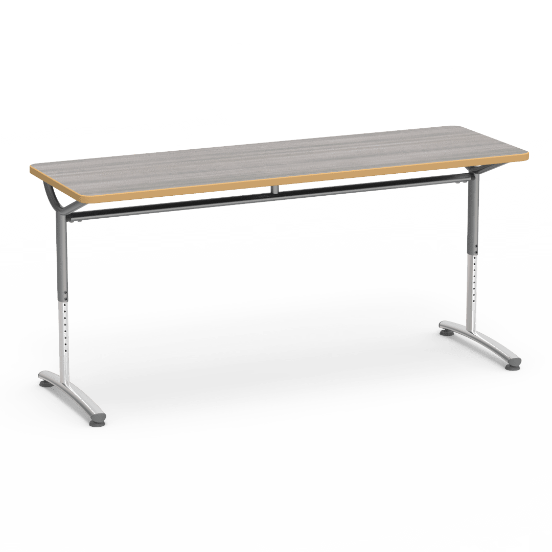 Virco TEXT Series Adjustable Height Training Table featuring Vertical Range and High - Performance Laminate Worksurface with Heavy - Gauge Steel Frame 72"W x 24"D x 26 - 34"H (TABLE - TE24728YADJ) - SchoolOutlet
