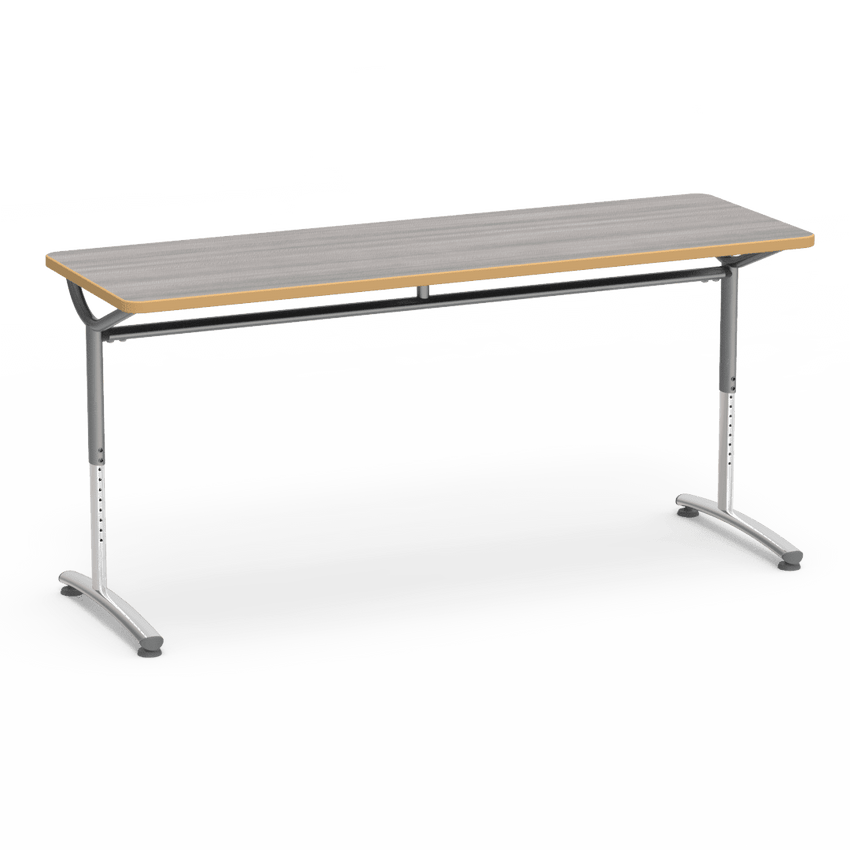 Virco TEXT Series Adjustable Height Training Table featuring Vertical Range and High - Performance Laminate Worksurface with Heavy - Gauge Steel Frame 72"W x 24"D x 26 - 34"H (TABLE - TE24728YADJ) - SchoolOutlet