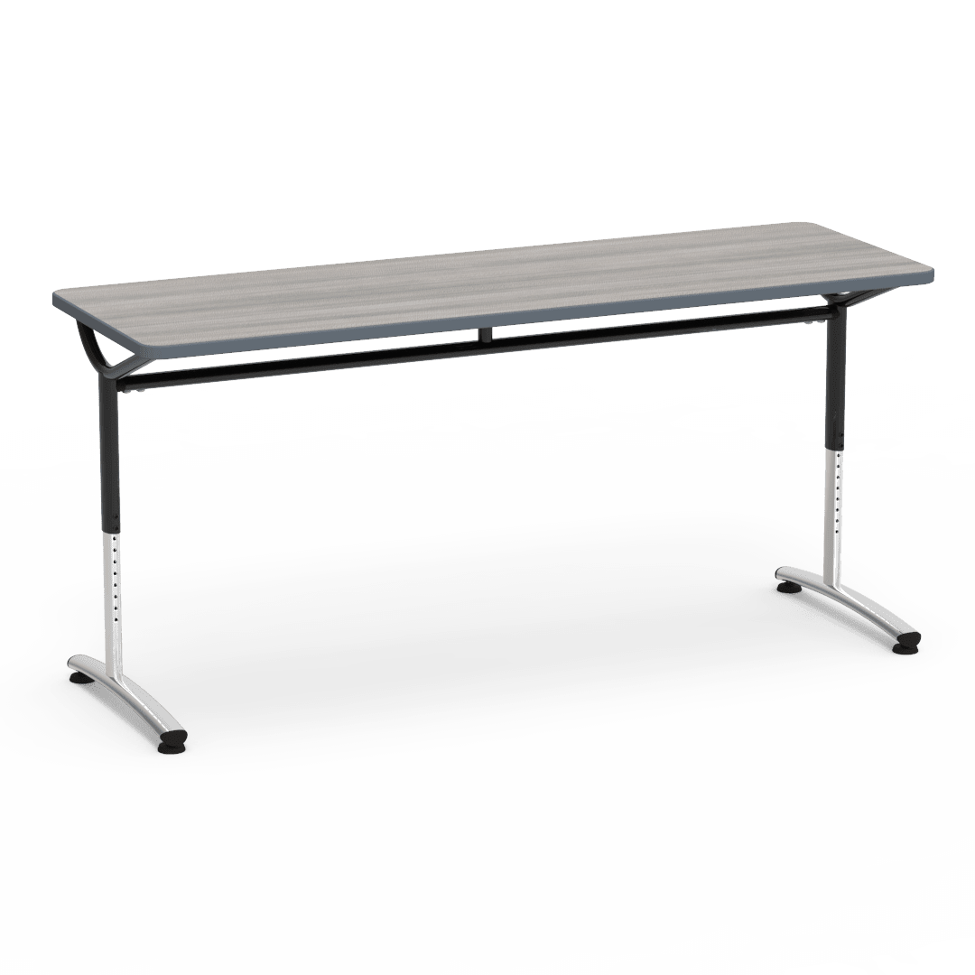 Virco TEXT Series Adjustable Height Training Table featuring Vertical Range and High - Performance Laminate Worksurface with Heavy - Gauge Steel Frame 72"W x 24"D x 26 - 34"H (TABLE - TE24728YADJ) - SchoolOutlet