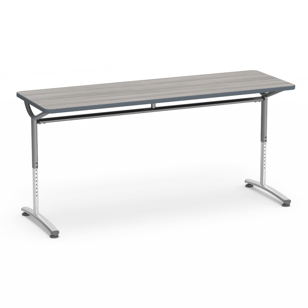 Virco TEXT Series Adjustable Height Training Table featuring Vertical Range and High - Performance Laminate Worksurface with Heavy - Gauge Steel Frame 72"W x 24"D x 26 - 34"H (TABLE - TE24728YADJ) - SchoolOutlet