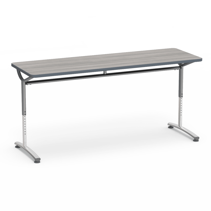 Virco TEXT Series Adjustable Height Training Table featuring Vertical Range and High - Performance Laminate Worksurface with Heavy - Gauge Steel Frame 72"W x 24"D x 26 - 34"H (TABLE - TE24728YADJ) - SchoolOutlet