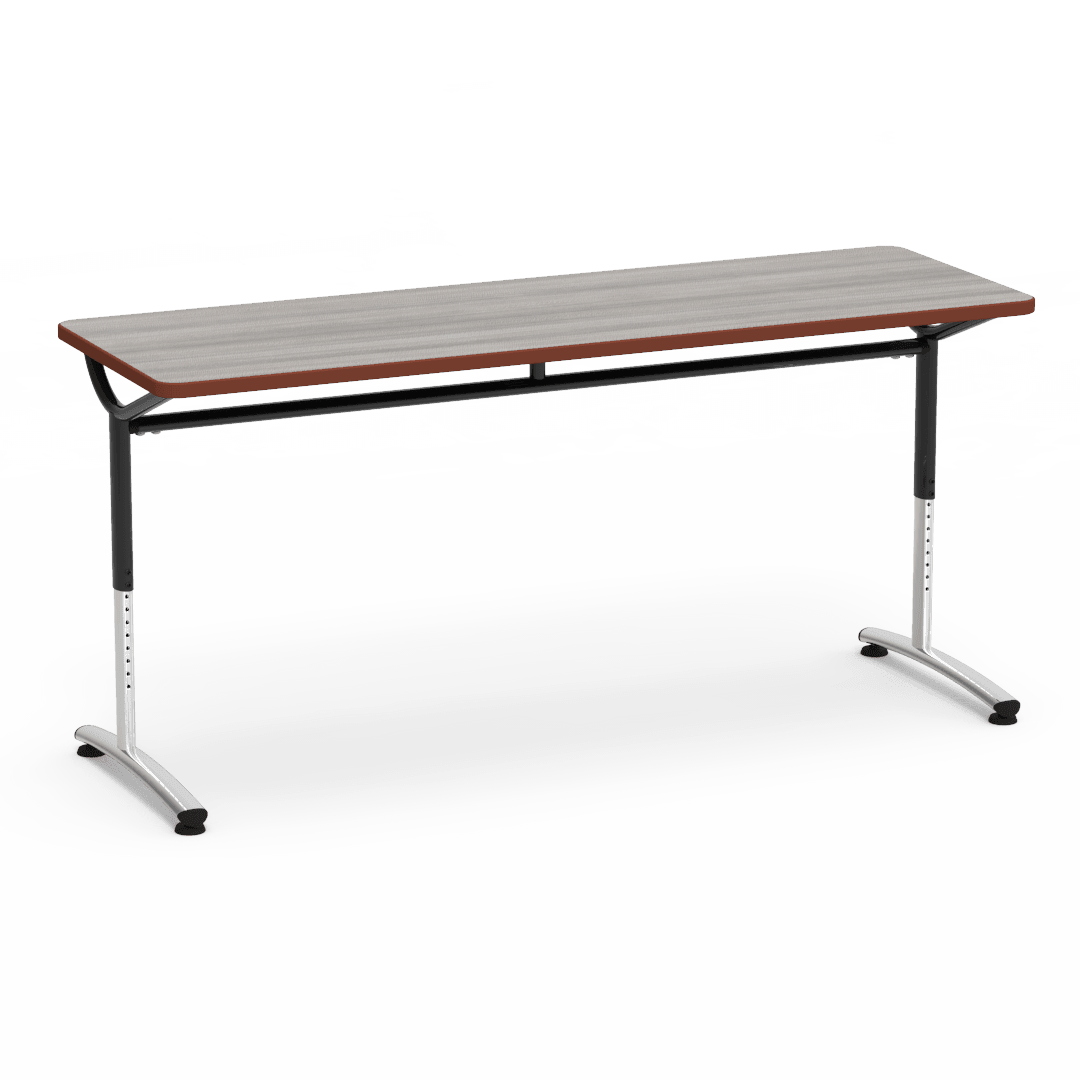 Virco TEXT Series Adjustable Height Training Table featuring Vertical Range and High - Performance Laminate Worksurface with Heavy - Gauge Steel Frame 72"W x 24"D x 26 - 34"H (TABLE - TE24728YADJ) - SchoolOutlet