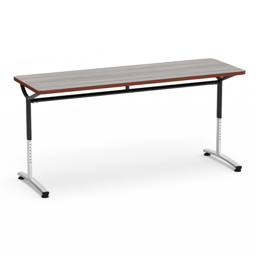 Virco TEXT Series Adjustable Height Training Table featuring Vertical Range and High - Performance Laminate Worksurface with Heavy - Gauge Steel Frame 72"W x 24"D x 26 - 34"H (TABLE - TE24728YADJ) - SchoolOutlet