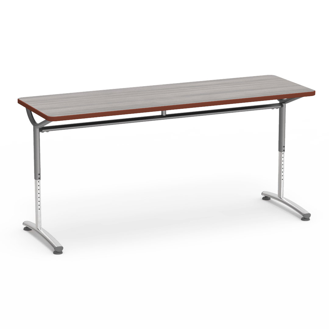 Virco TEXT Series Adjustable Height Training Table featuring Vertical Range and High - Performance Laminate Worksurface with Heavy - Gauge Steel Frame 72"W x 24"D x 26 - 34"H (TABLE - TE24728YADJ) - SchoolOutlet