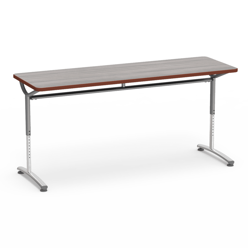 Virco TEXT Series Adjustable Height Training Table featuring Vertical Range and High - Performance Laminate Worksurface with Heavy - Gauge Steel Frame 72"W x 24"D x 26 - 34"H (TABLE - TE24728YADJ) - SchoolOutlet