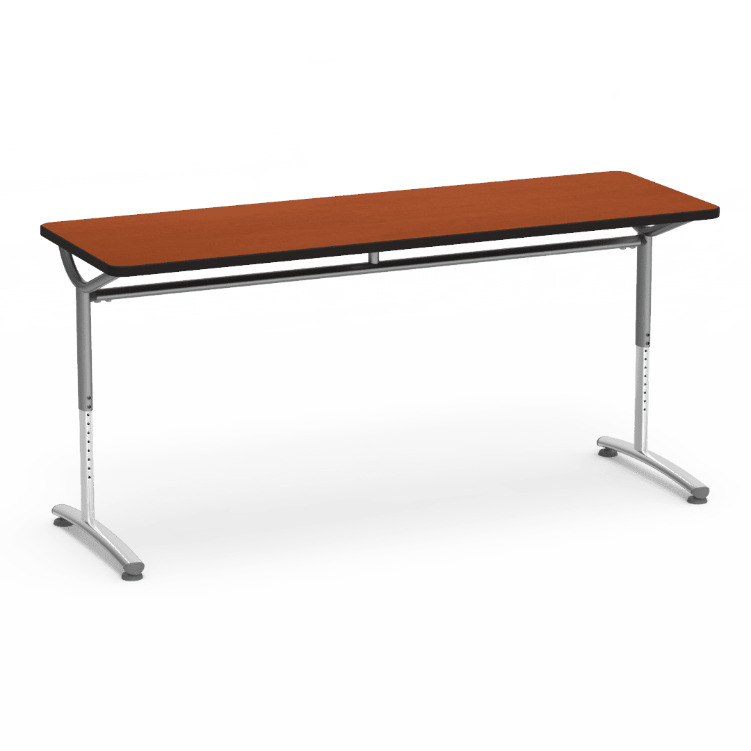 Virco TEXT Series Adjustable Height Training Table featuring Vertical Range and High - Performance Laminate Worksurface with Heavy - Gauge Steel Frame 72"W x 24"D x 26 - 34"H (TABLE - TE24728YADJ) - SchoolOutlet