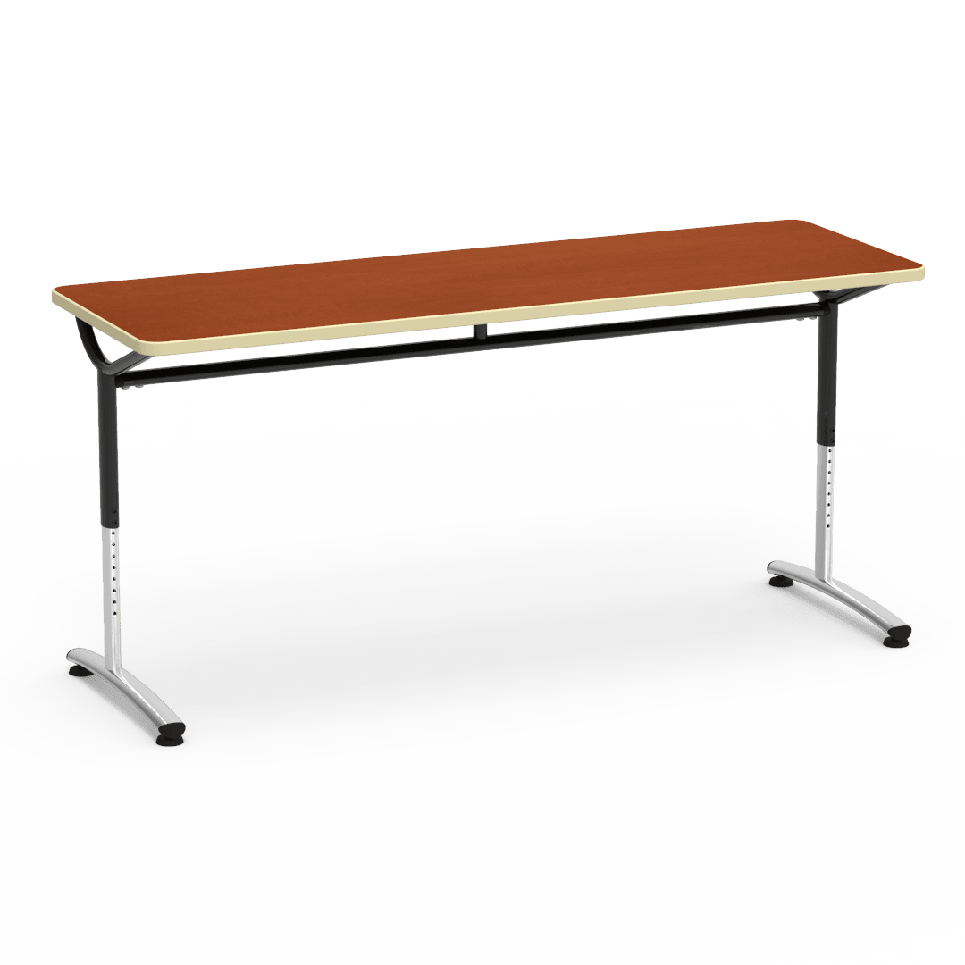 Virco TEXT Series Adjustable Height Training Table featuring Vertical Range and High - Performance Laminate Worksurface with Heavy - Gauge Steel Frame 72"W x 24"D x 26 - 34"H (TABLE - TE24728YADJ) - SchoolOutlet