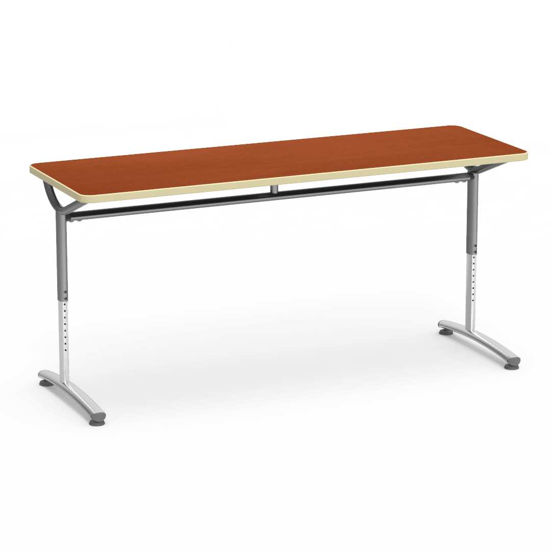 Virco TEXT Series Adjustable Height Training Table featuring Vertical Range and High - Performance Laminate Worksurface with Heavy - Gauge Steel Frame 72"W x 24"D x 26 - 34"H (TABLE - TE24728YADJ) - SchoolOutlet
