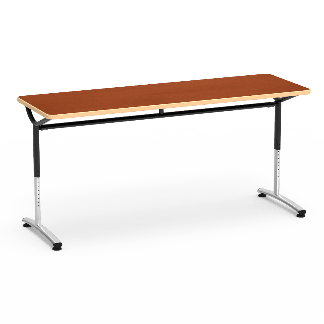 Virco TEXT Series Adjustable Height Training Table featuring Vertical Range and High - Performance Laminate Worksurface with Heavy - Gauge Steel Frame 72"W x 24"D x 26 - 34"H (TABLE - TE24728YADJ) - SchoolOutlet
