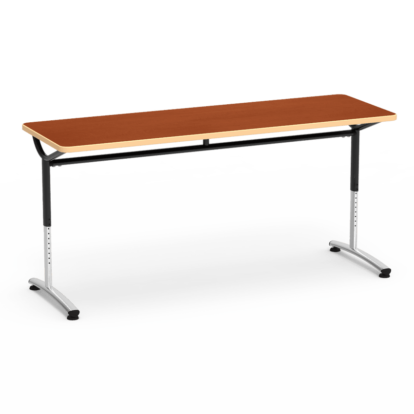 Virco TEXT Series Adjustable Height Training Table featuring Vertical Range and High - Performance Laminate Worksurface with Heavy - Gauge Steel Frame 72"W x 24"D x 26 - 34"H (TABLE - TE24728YADJ) - SchoolOutlet