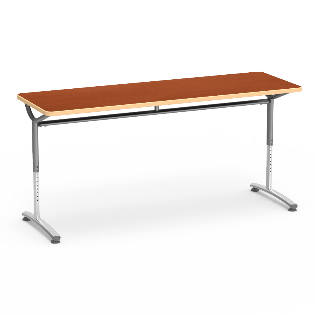 Virco TEXT Series Adjustable Height Training Table featuring Vertical Range and High - Performance Laminate Worksurface with Heavy - Gauge Steel Frame 72"W x 24"D x 26 - 34"H (TABLE - TE24728YADJ) - SchoolOutlet