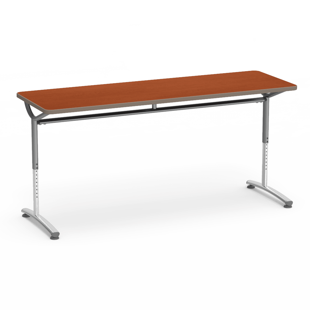 Virco TEXT Series Adjustable Height Training Table featuring Vertical Range and High - Performance Laminate Worksurface with Heavy - Gauge Steel Frame 72"W x 24"D x 26 - 34"H (TABLE - TE24728YADJ) - SchoolOutlet