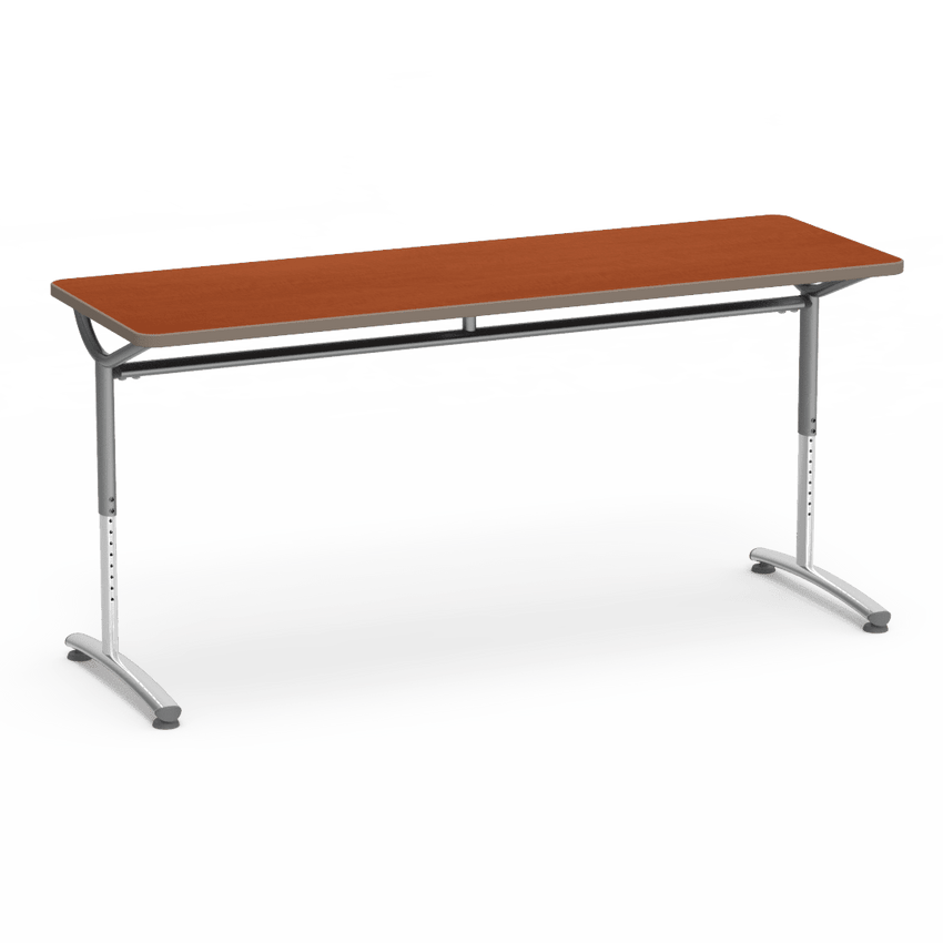 Virco TEXT Series Adjustable Height Training Table featuring Vertical Range and High - Performance Laminate Worksurface with Heavy - Gauge Steel Frame 72"W x 24"D x 26 - 34"H (TABLE - TE24728YADJ) - SchoolOutlet
