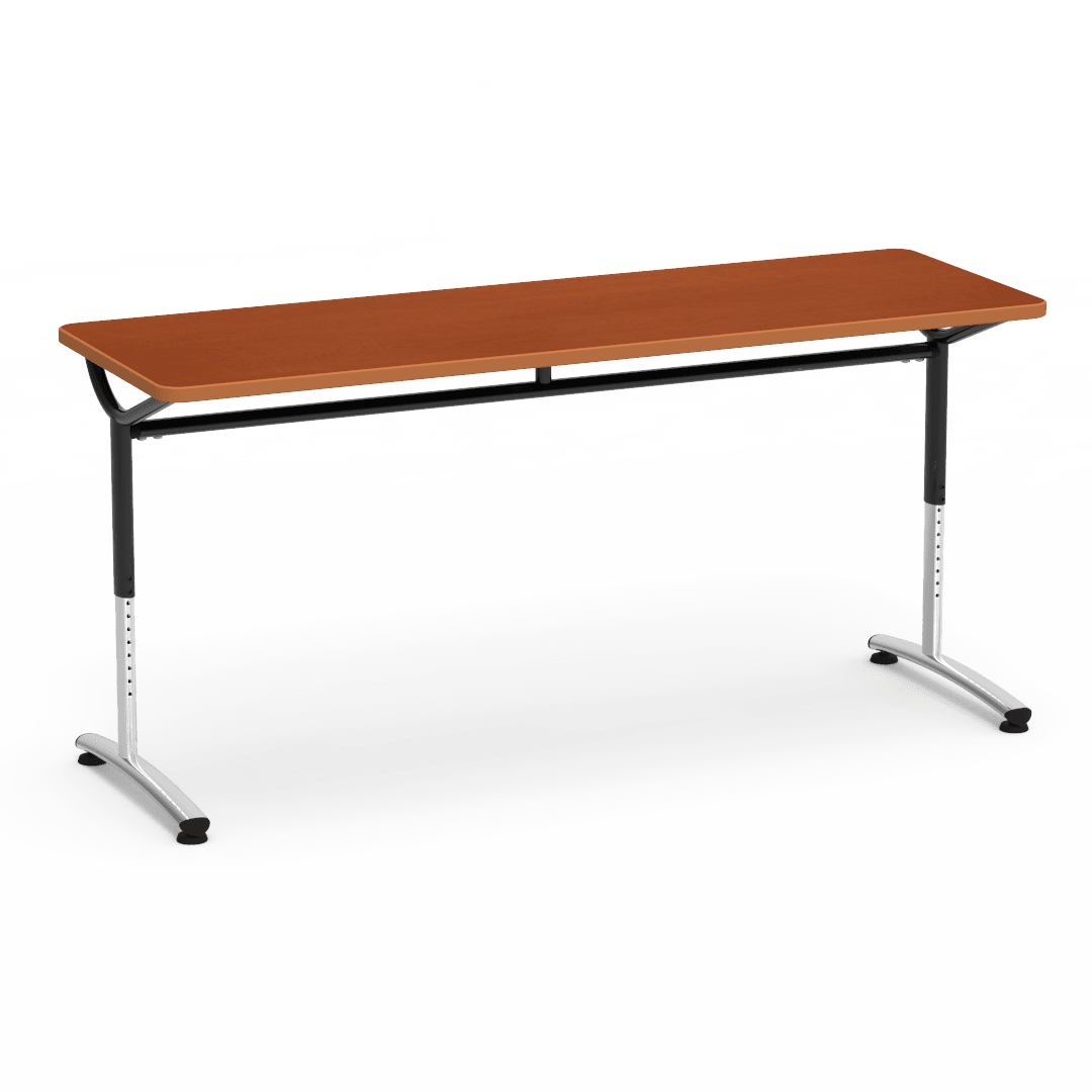 Virco TEXT Series Adjustable Height Training Table featuring Vertical Range and High - Performance Laminate Worksurface with Heavy - Gauge Steel Frame 72"W x 24"D x 26 - 34"H (TABLE - TE24728YADJ) - SchoolOutlet